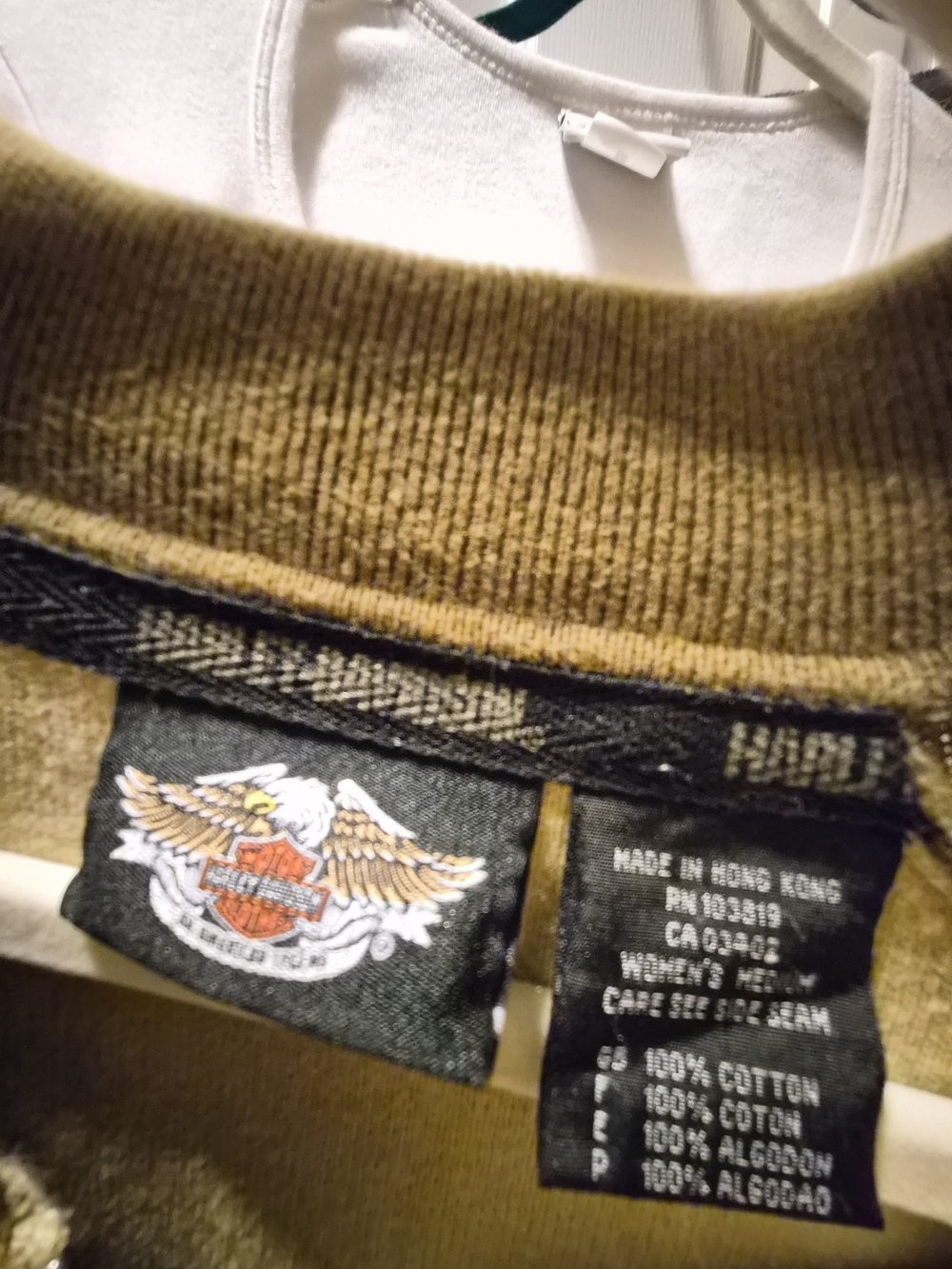 Harley-Davidson Two-Tone Olive and Tan Zip Front Cardigan - Picture 3 of 4